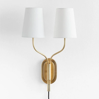 Seguin Burnished Brass 2-Light Plug In Wall Sconce