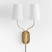 Seguin Burnished Brass 2-Light Plug In Wall Sconce