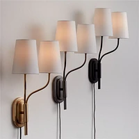 Seguin Burnished Brass 2-Light Plug In Wall Sconce