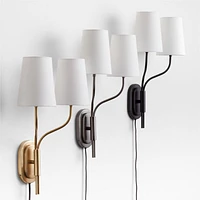Seguin Burnished Brass 2-Light Plug In Wall Sconce