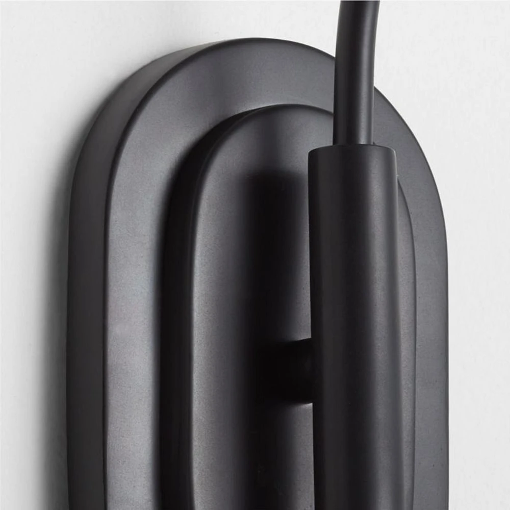 Seguin Blackened Steel Single-Light Plug In Wall Sconce