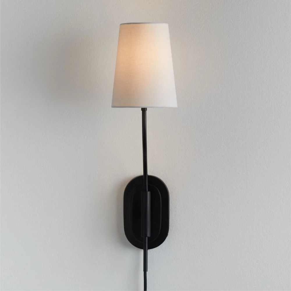 Seguin Blackened Steel Single-Light Plug In Wall Sconce