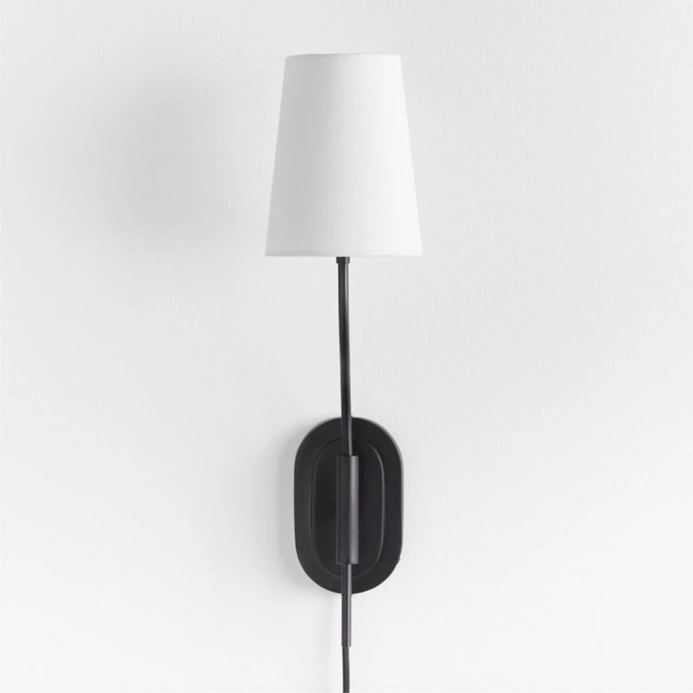 Seguin Blackened Steel Single-Light Plug In Wall Sconce