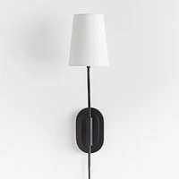 Seguin Blackened Steel Single-Light Plug In Wall Sconce