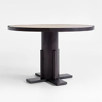 Unica 48" Round Mango Wood and Travertine Dining Table by Athena Calderone
