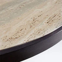 Unica 48" Round Mango Wood and Travertine Dining Table by Athena Calderone