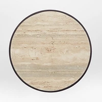 Unica 48" Round Mango Wood and Travertine Dining Table by Athena Calderone