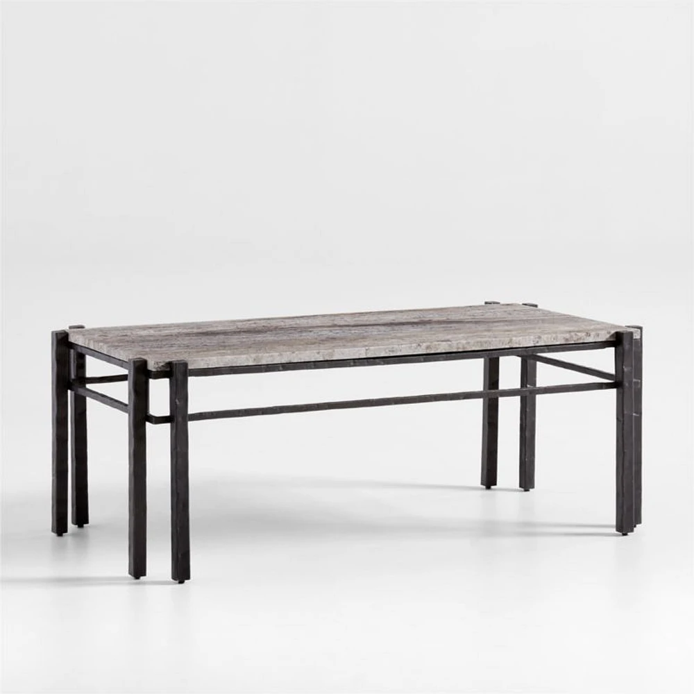 Serra Rectangular Silver Travertine Coffee Table