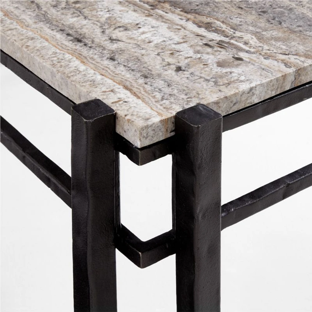 Serra Rectangular Silver Travertine Coffee Table