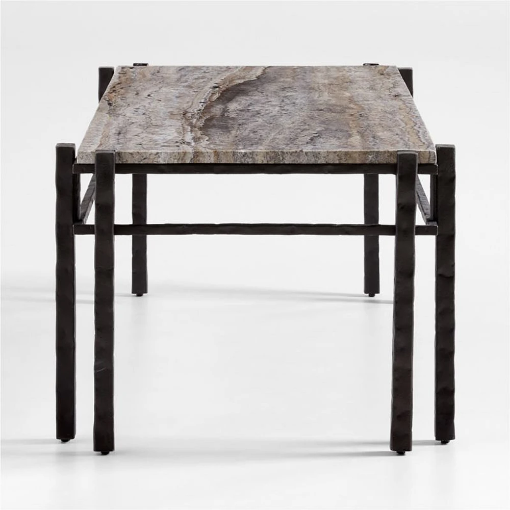 Serra Rectangular Silver Travertine Coffee Table