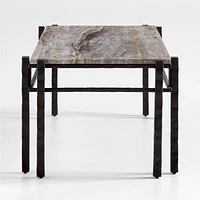 Serra Rectangular Silver Travertine Coffee Table