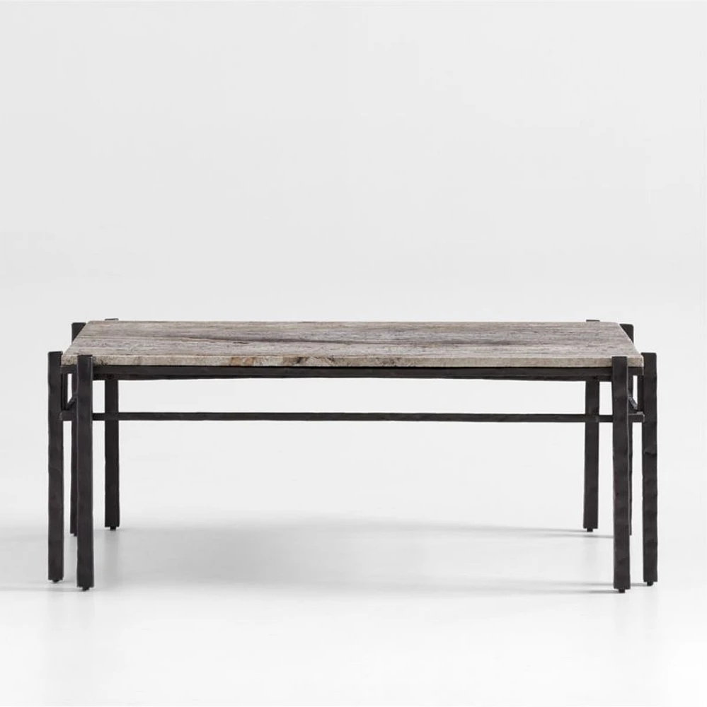 Serra Rectangular Silver Travertine Coffee Table