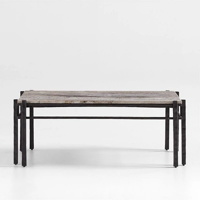 Serra Rectangular Silver Travertine Coffee Table