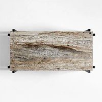 Serra Rectangular Silver Travertine Coffee Table