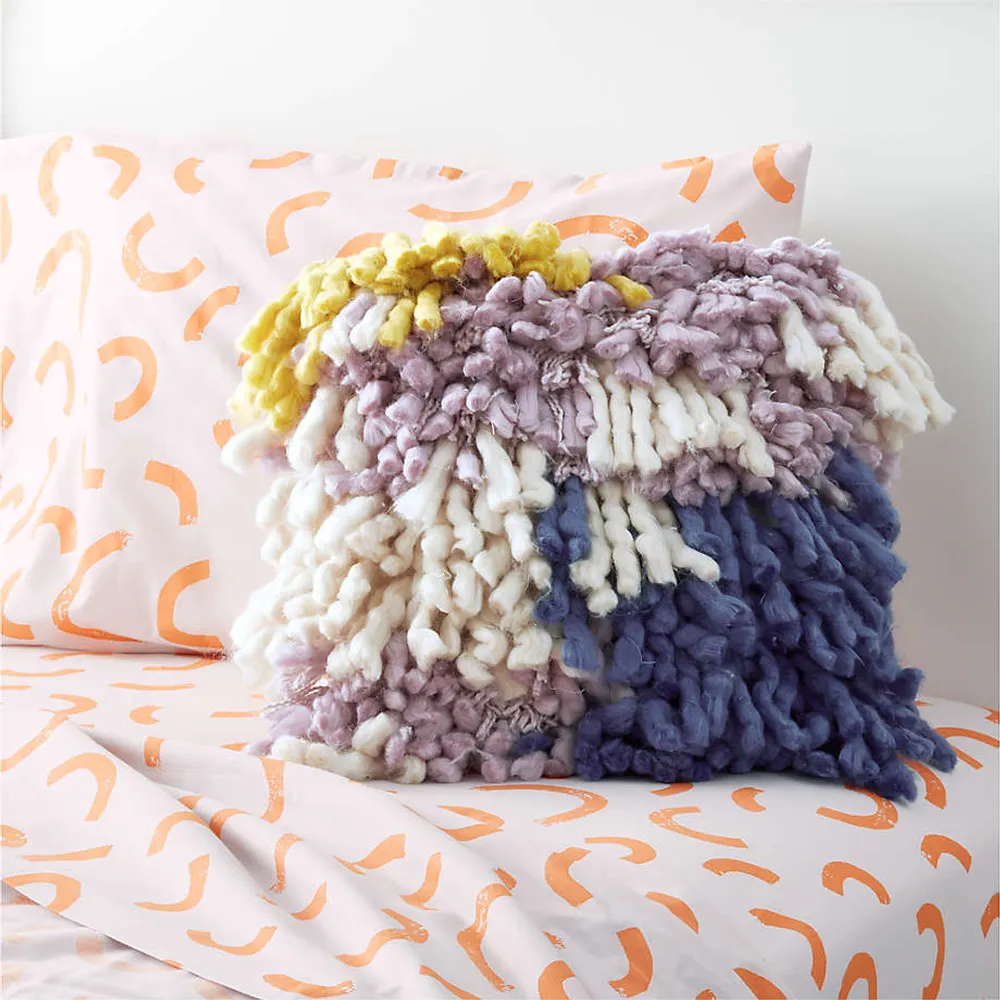 Multi Color Shag Pillow