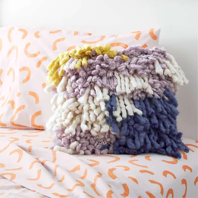 Multi Color Shag Pillow