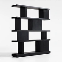 Shelter 72" Wide Charcoal Wood Open Room Divider Bookcase with Shelves