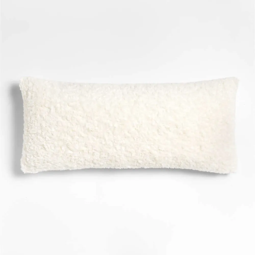 Ivory 36"x16" Sherpa Faux Fur Throw Pillow Cover