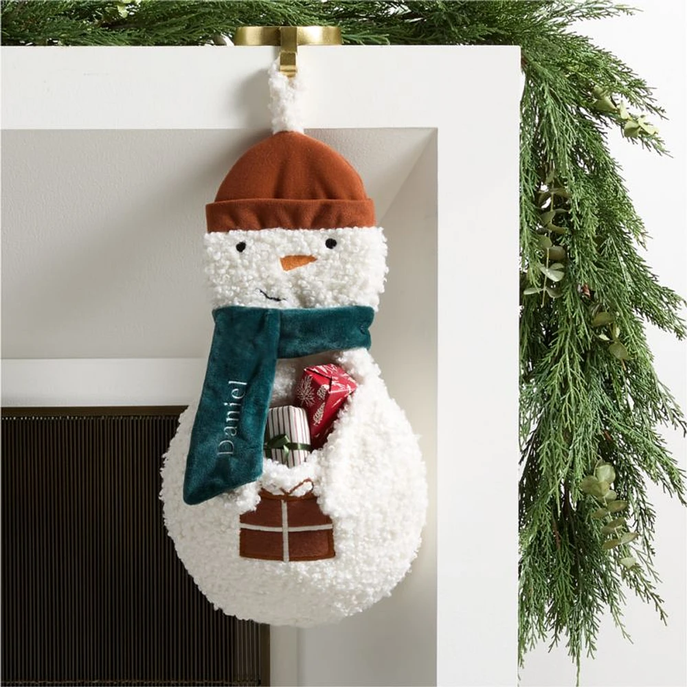 Sherpa Snowman Kids Christmas Stocking