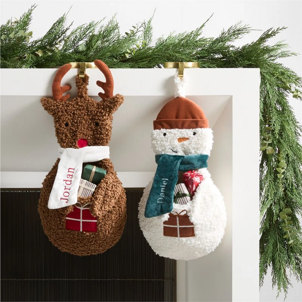 Sherpa Snowman Kids Christmas Stocking