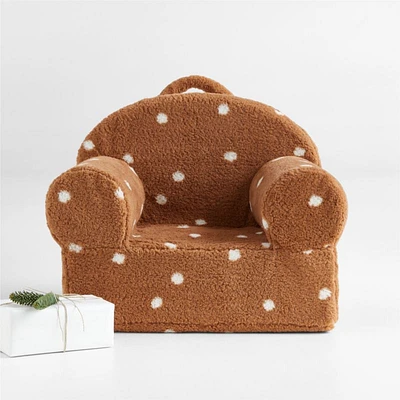 Small Caramel Sherpa Polka Dot Kids Lounge Nod Chair Cover