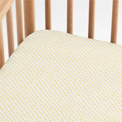 Shome Organic Patterned Yellow Baby Crib Fitted Sheet by John Robshaw