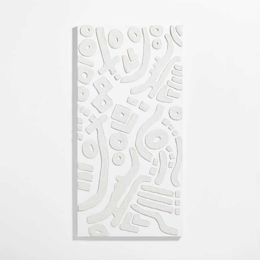 "Shout at the River" White Abstract Hand-Painted Wall Art 36"x72" by Lisa Whittington