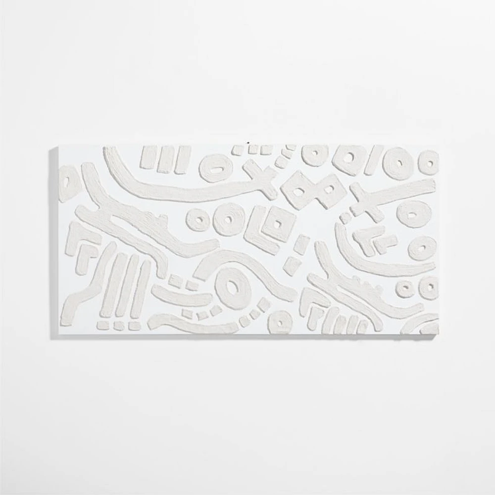 "Shout at the River" White Abstract Hand-Painted Wall Art 36"x72" by Lisa Whittington