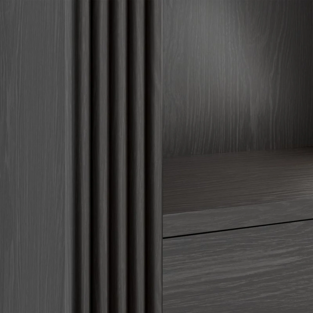 Siena 84" Black Wood 4-Shelf Storage Bookcase with Drawer