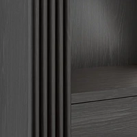 Siena 84" Black Wood 4-Shelf Storage Bookcase with Drawer