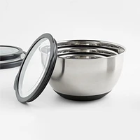 Silicone Grip Stainless Steel Mixing Bowls with Lids, Set of 3