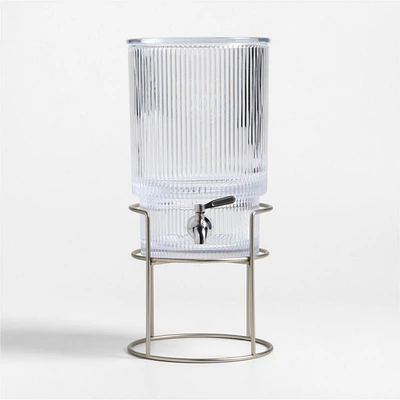 Atwell 1.7-Gallon Ribbed Glass Drink Dispenser with Silver Stand