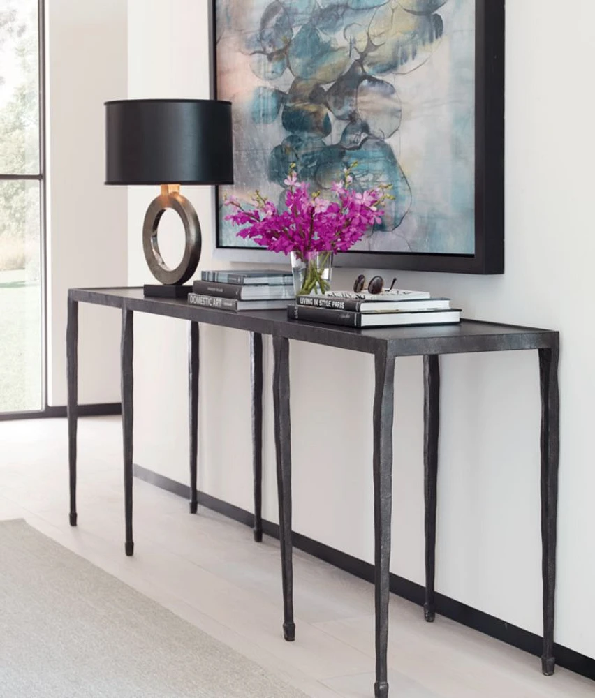 Silviano 84" Rectangular Black Iron and Steel Console Table