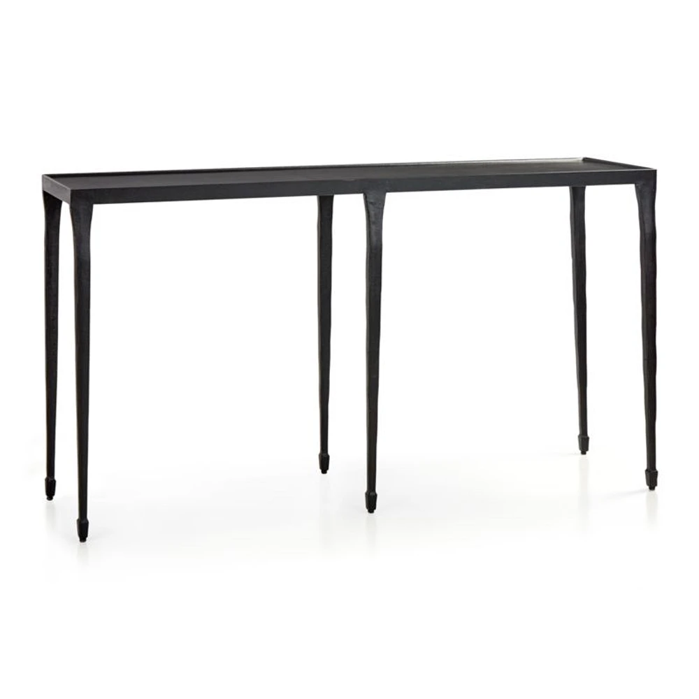 Silviano 60" Rectangular Black Iron and Steel Console Table