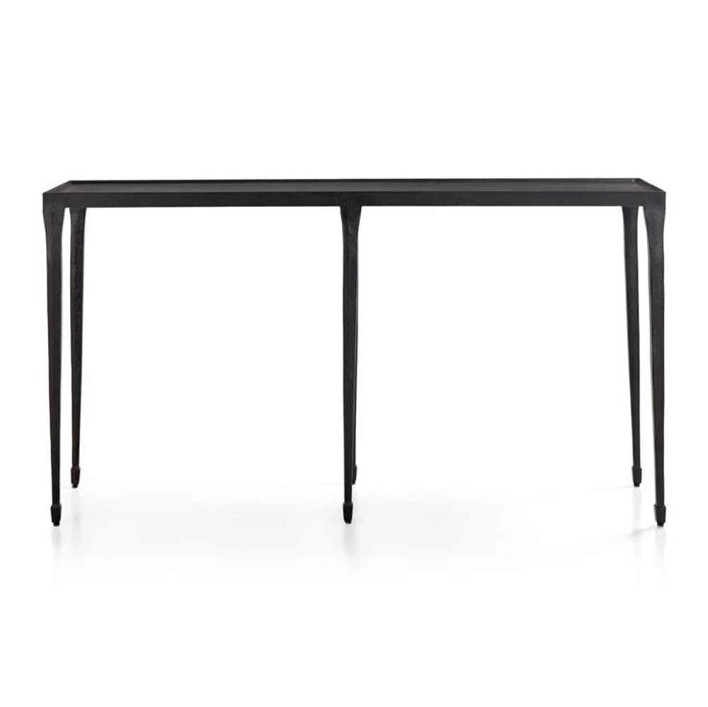 Silviano 60" Rectangular Black Iron and Steel Console Table