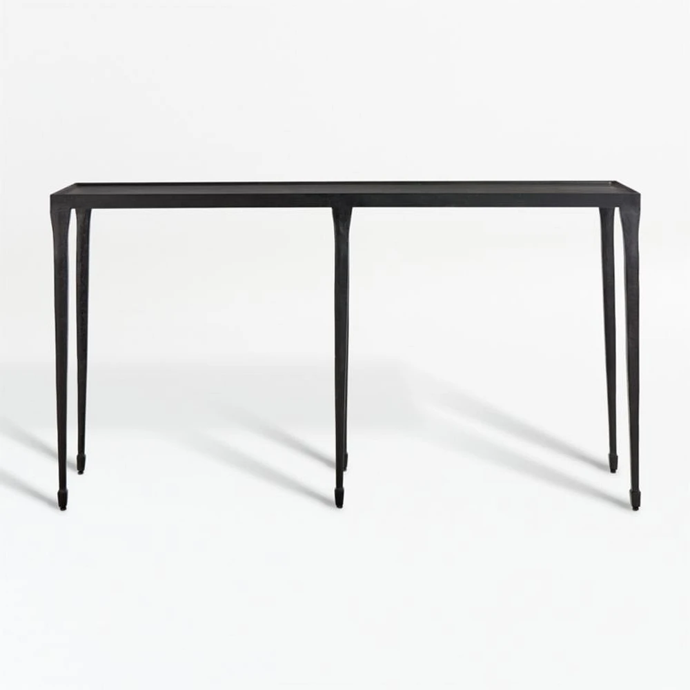 Silviano 60" Rectangular Black Iron and Steel Console Table