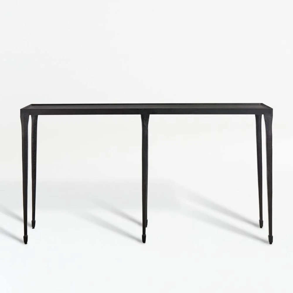 Silviano 60" Rectangular Black Iron and Steel Console Table