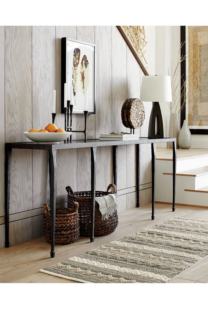 Silviano 84" Rectangular Black Iron and Steel Console Table