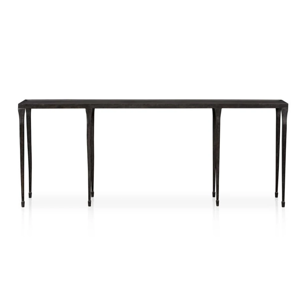 Silviano 84" Rectangular Black Iron and Steel Console Table