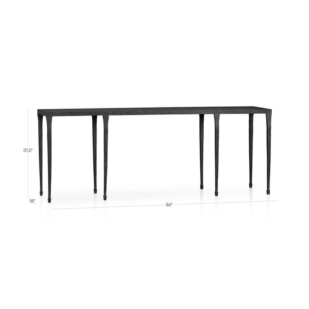 Silviano 84" Rectangular Black Iron and Steel Console Table