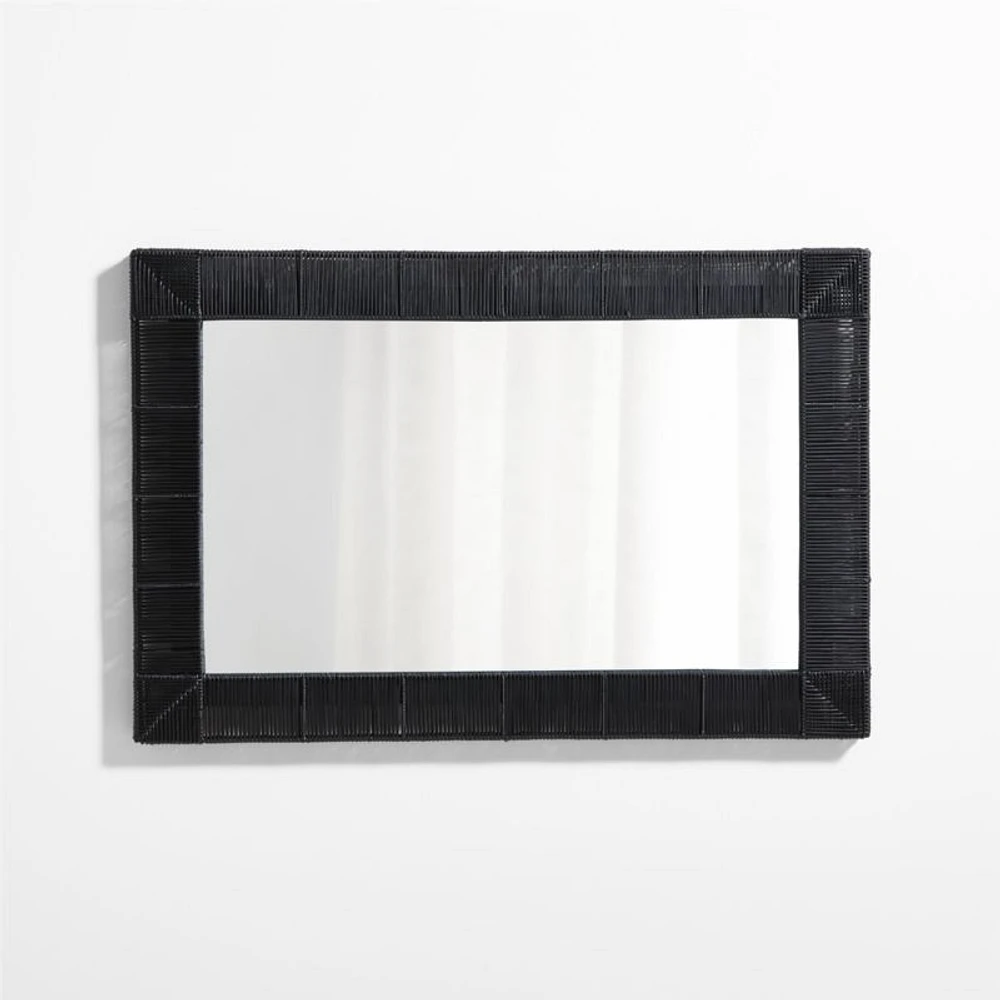 Simi Black Rattan Wall Mirror 30"x46"
