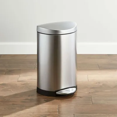 simplehuman ® 10-Liter/2.6-Gallon Semi-Round Stainless Steel Step Trash Can