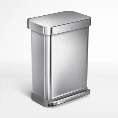 simplehuman ® Brushed Stainless Steel 55-Liter Rectangular Step Trash Can