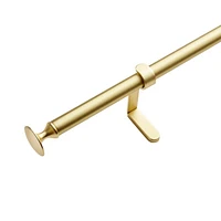 Gold .75" Curtain Rod and Round End Cap Finials Set 28"-48"