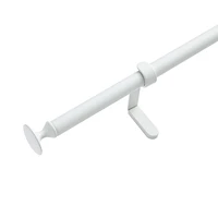 White .75" Curtain Rod and Round End Cap Finials Set 28"-48"