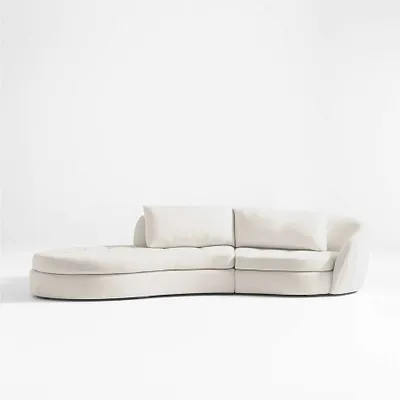 Sinuous Curved -Piece Left Arm Chaise Sectional Sofa by Athena Calderone