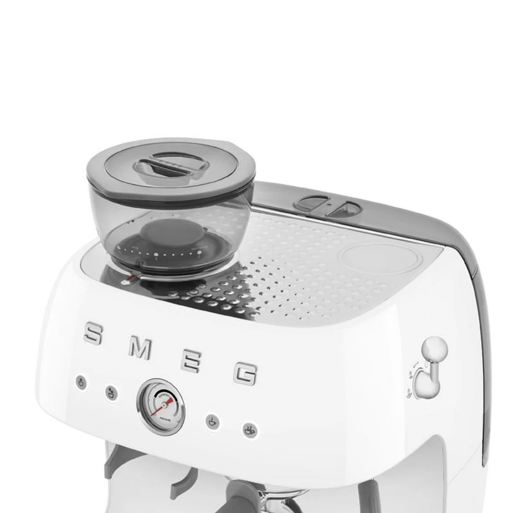 SMEG White Semi-Auto Coffee and Espresso Machine with Milk Frother