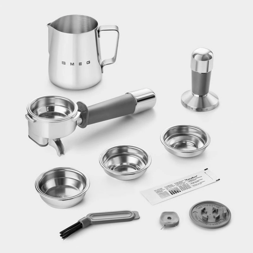 SMEG White Semi-Auto Coffee and Espresso Machine with Milk Frother