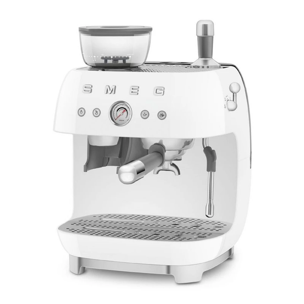 SMEG White Semi-Auto Coffee and Espresso Machine with Milk Frother