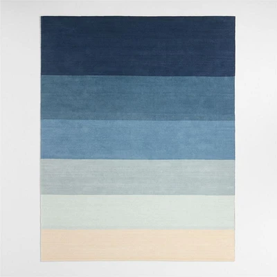 Soft Gradient Blue Chenille Kids Area Rug 5x8